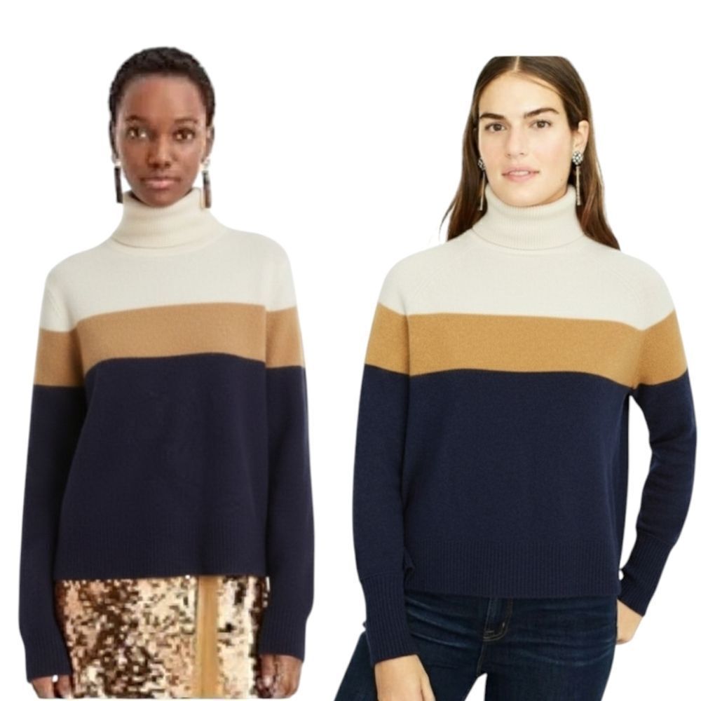 J. Crew Colorblock Turtleneck Sweater in Supersoft Alpaca Merino Yarn S